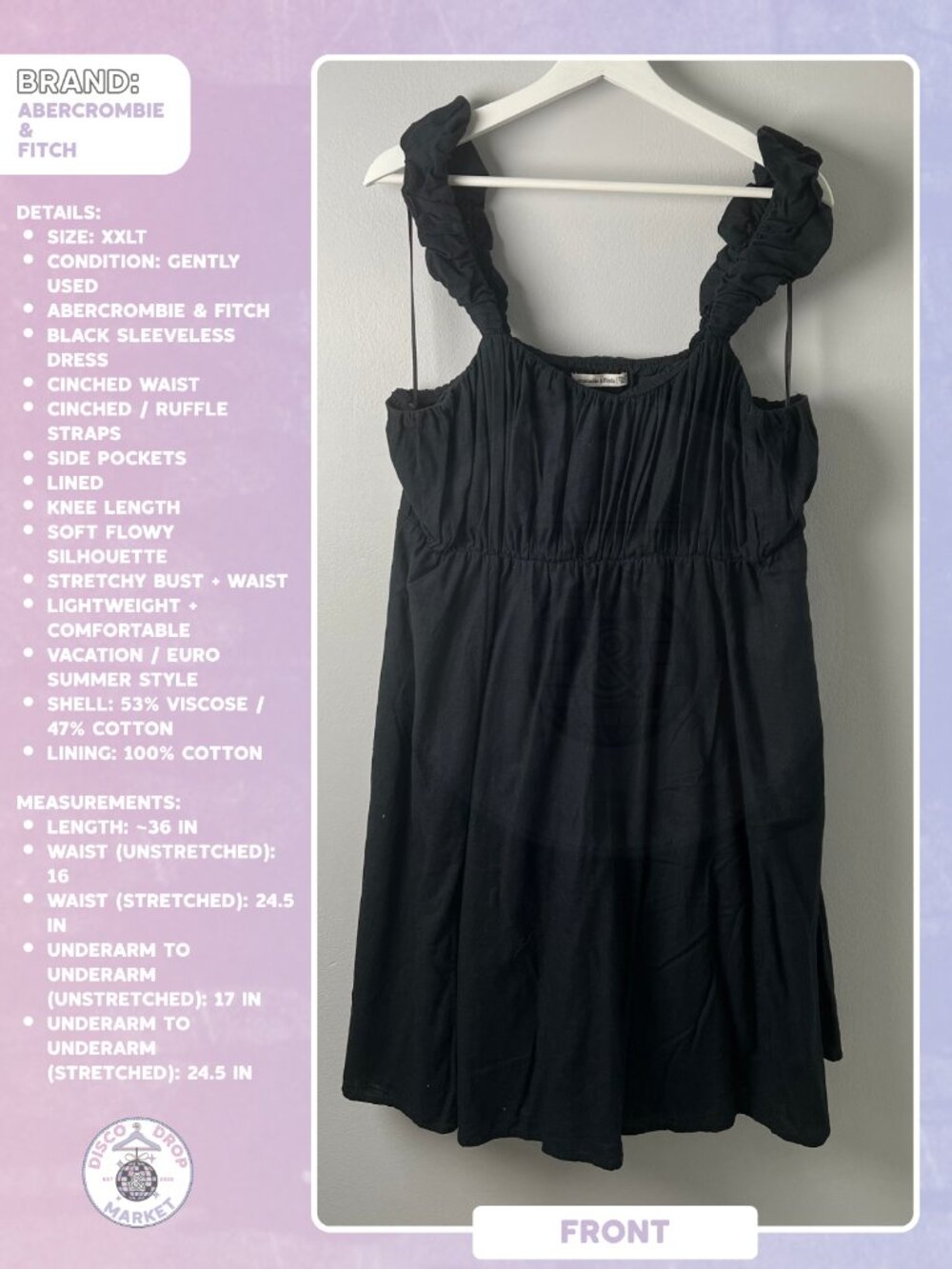 Sleeveless Black Ruffle Maxi Dress | Abercrombie & Fitch Size XXLT Gently Used